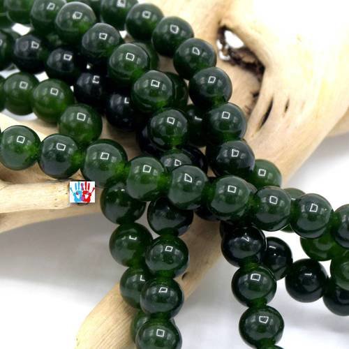 X50 perles jade en pierre naturelle rondes vert olive 6mm - perles de gemmes verte 6mm   pg22 
