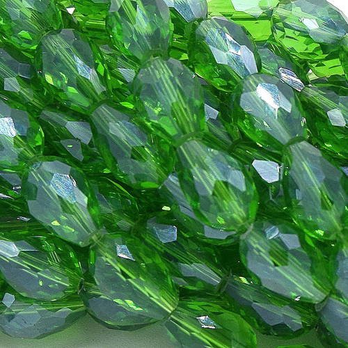 5 perles goutte à facettes ab vert cristal verre ref pfg201601 