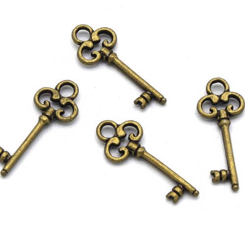X5 clés bronze vintage breloques  21mm b73 
