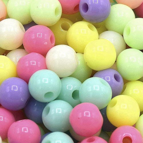 100 perles rondes colorées fluo acrylique mixte 6mm pa52 