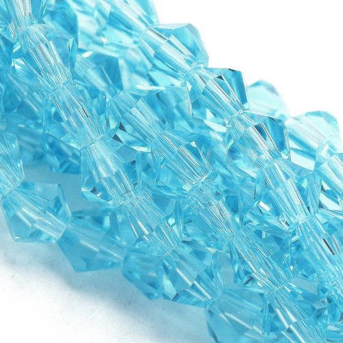 110 perles  à facettes cristal verre toupie bleu ciel 4mm pf02 
