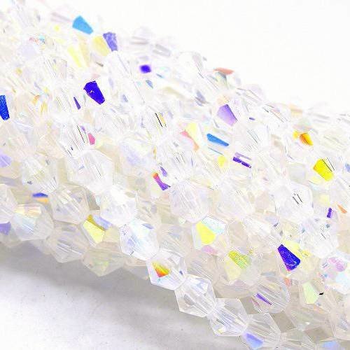 110 perles  à facettes cristal verre toupie ab brillant 4mm pf42 