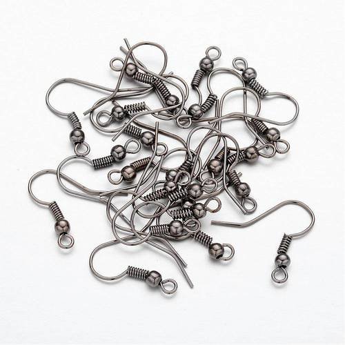50 crochets boucles d'oreilles  gunmetal 18mm