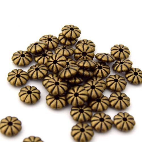 20 perles fleurs antique bronze soucoupe 7x7mm pib30 