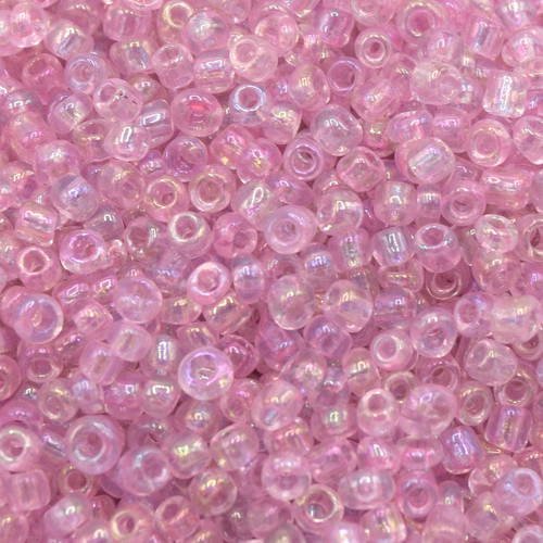 15g perles de rocaille verre ronde 2mm pink transparente 12/0 