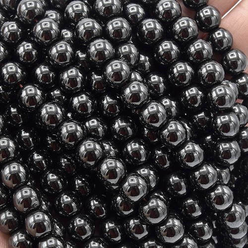 20 perles hématites  8mm   rondes grade a noir non magnétique