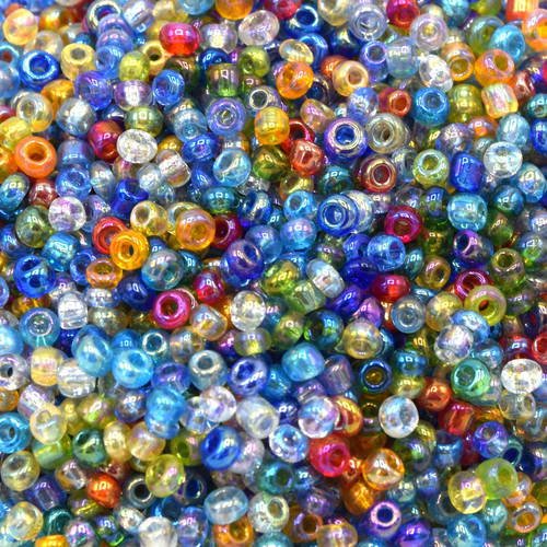 15g  perles de rocaille verre ronde 2mm multicolore transparente  pr015 