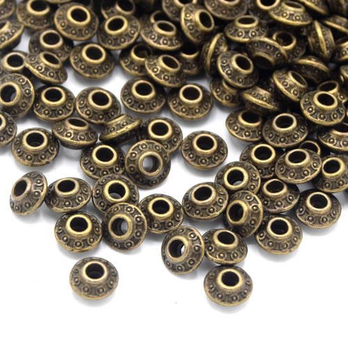 20 perles métal soucoupe couleur bronze 6.5mm pm039 