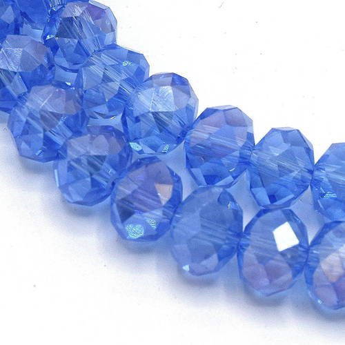 1 chapelet  cristal verre abaque électroplate bleu 8x6mm ref pfab17
