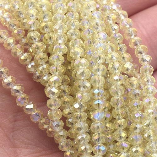 100 perles  cristal verre abaque électroplate cristal or, 4x3 mm  pfab02 