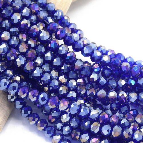 100 perles  cristal verre abaque électroplate   blueviolet, 4x3 mm  pfab02 