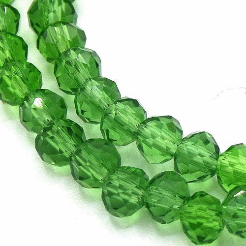20 perles à facettes cristal verre octogonale vert 4x3mm pfo015 