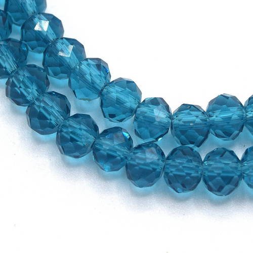 20 perles à facettes cristal verre octogonale  bleu océan 4x3mm pfo015 