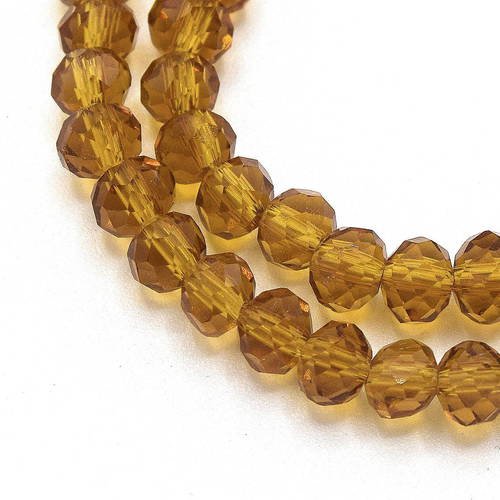 20 perles à facettes cristal verre octogonale  ambre 4x3mm pfo015 