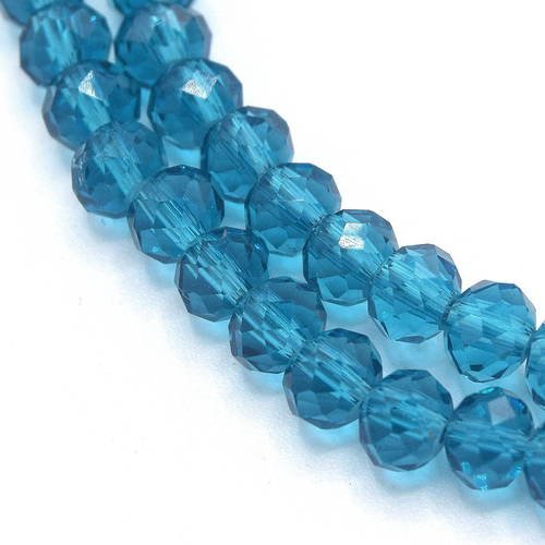 20 perles à facettes cristal verre octogonale  bleu 4x3mm pfo015 