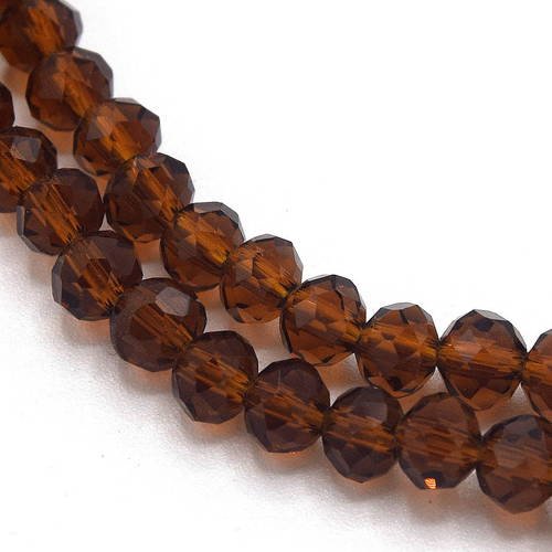 20 perles à facettes cristal verre octogonale ambre marron 4x3mm pfo015 