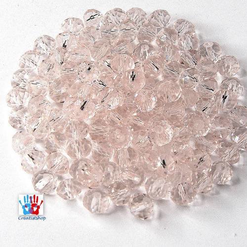 20 perles cristal octogonale facettes  rose 6x4mm pfo014 