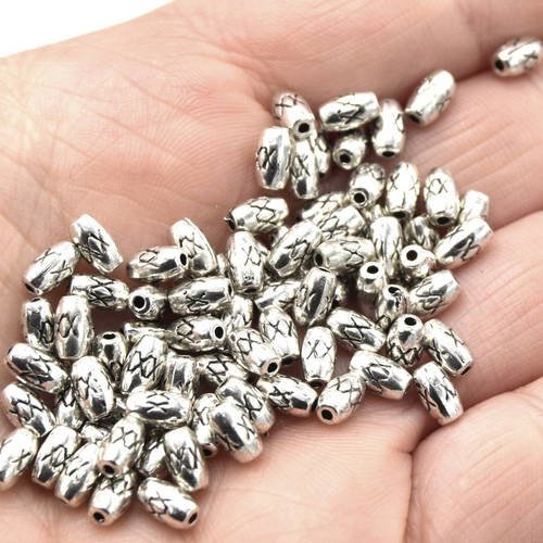 20 perles métal argent grain de riz  6mm ref pma039 