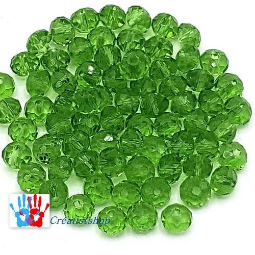 20 perles à facettes cristal verre octogonale vert clair 6x4mm pfo014 