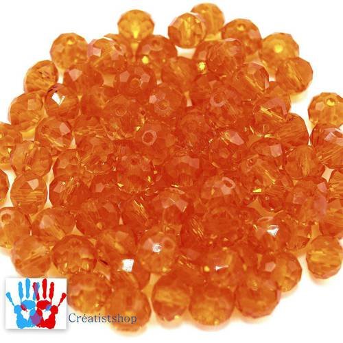 20 perles à facettes cristal verre octogonale orange citrouille 6x4mm pfo014 