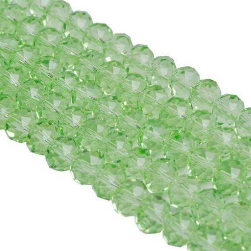 10 perles à facettes cristal verre octogonale vert clair 6x4mm pfo014 