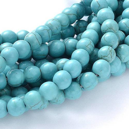 50 perles de pierres fines turquoise synthétique ronde  8 mm ref pg201601 