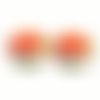 2 cabochons rond en verre avec images arbre de vie feuilles orange 20mm ref ci201605lot2 