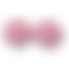 2 cabochons rond en verre avec images arbre de vie feuille rose 20mm ref ci201605lot1 