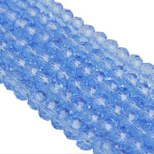 10 perles à facettes cristal verre octogonale bleu azur  6x4mm pfo013 