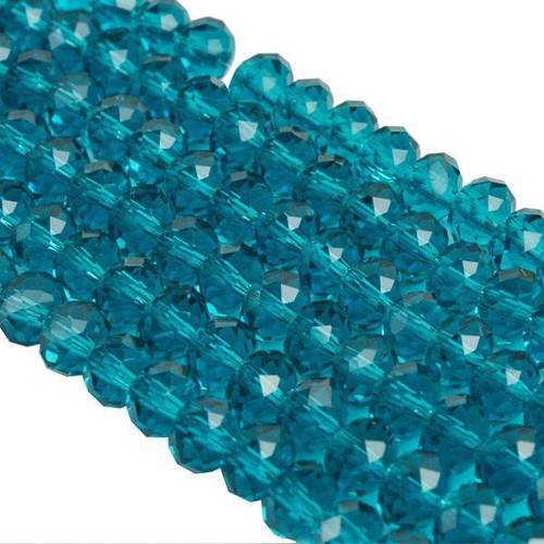 10 perles à facettes cristal verre octogonale bleu  6x4mm pfo012 