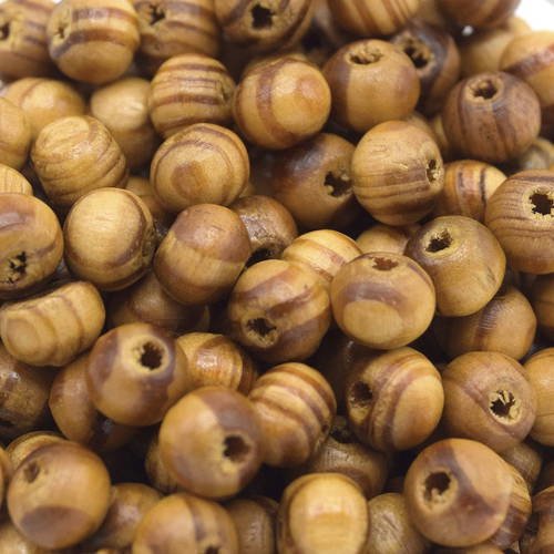 50 perles en bois de  pin naturel brun ronde  6 mm pb2016017 