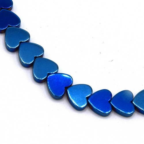 10  hématite coeur  8mm bleu métal grade a - saint valentin amour ph201603 