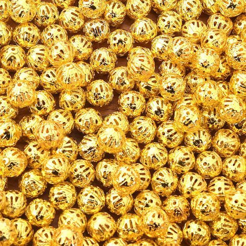 10 perles filigrane couleur dorée 8 mm pf201603 