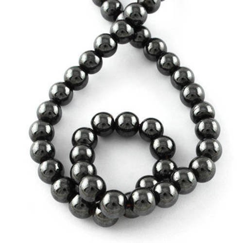 10  perles hématites magnétiques  8mm   rondes grade a noir ph201603 