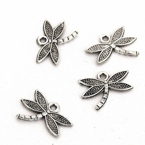 4 libellules argent vieilli 18mm*14mm  b40 