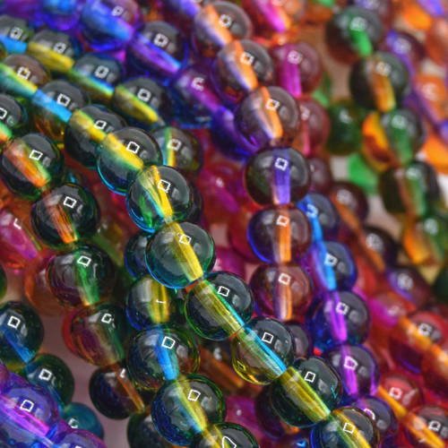 Lot de 20 perles verre rondes multicolore transparente 6mm  pv2016043 