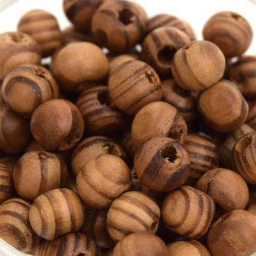 100 perles en bois de  pin naturel brun ronde  8 mm pb201609 