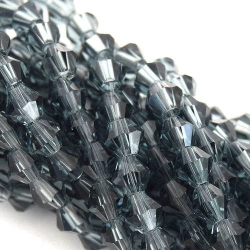 110 perles  à facettes cristal verre toupie bleu gris 4mm pfo2016a4bg 