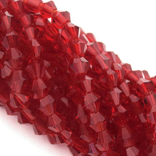 50 perles  à facettes cristal verre toupie rouge  4mm pf11 