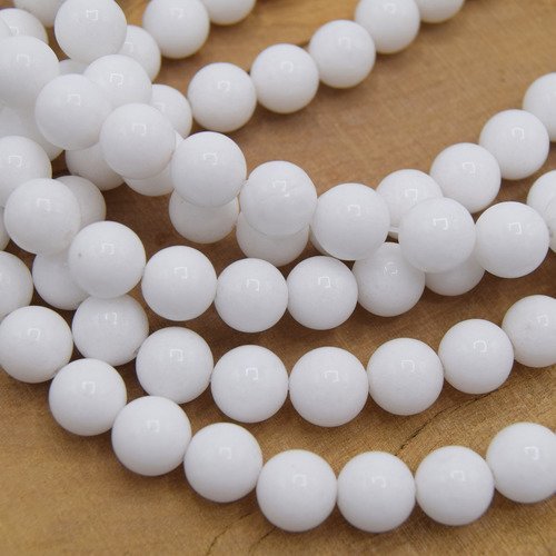 10 perles jade marbre blanc 8mm  pierre naturelle ronde   pv2016015 