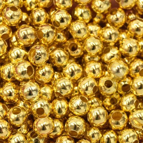 50 perles intercalaires dorées brillantes lisses 4 mm  pio201602 