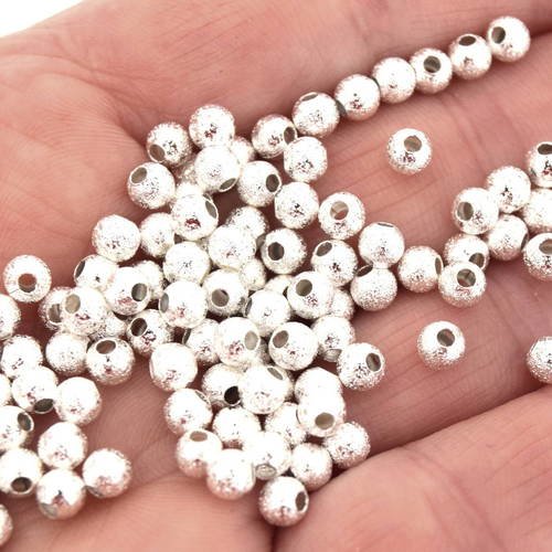 50 perles stardust argent 4mm laiton pa2016053m 