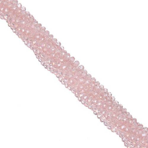 20 perles à facettes ab verre octogonale rose 4x6mm ref pfo02 
