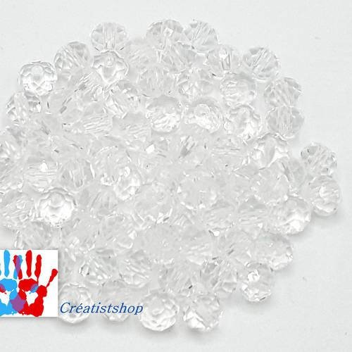 50 perles à facettes  verre octogonale cristal 4x6mm ref pfo014 