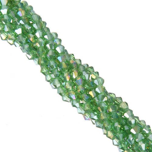 110 perles  à facettes cristal verre toupie vert brillant 4mm pf41 