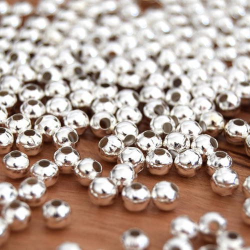 30 perles intercalaires argentées brillante 6mm  pia201611b 