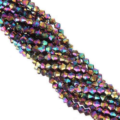 110 perles  à facettes cristal verre toupie arc en ciel 4mm pfo2016a6a 