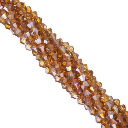 110 perles  à facettes cristal verre toupie marron ambre 4mm pfo20160ma 
