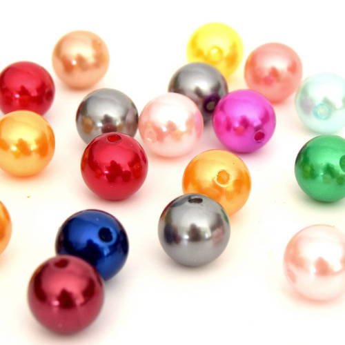 10 grosses perles rondes acryliques mixtes 14mm pa2016012 