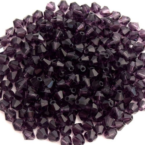 110 perles à facettes  cristal verre toupie prune 4mm ref pf09 